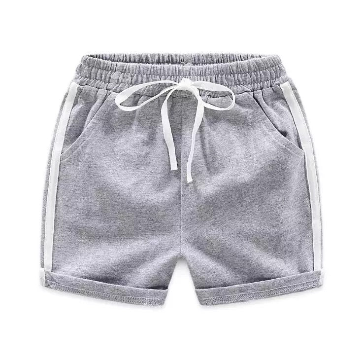 Cotton Terry Striped Shorts in GRAY