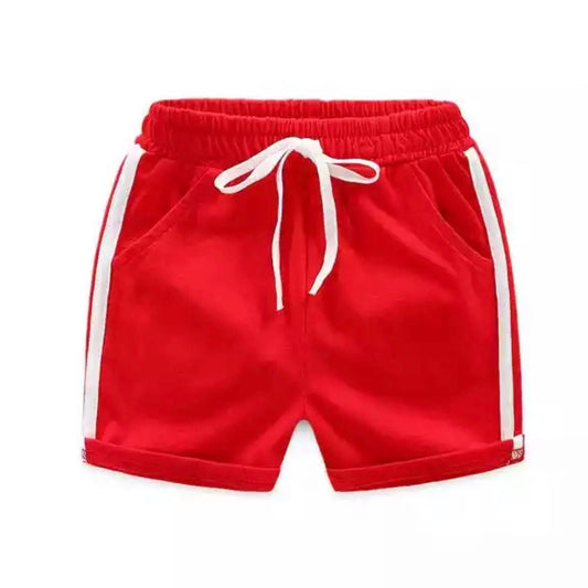 Cotton Terry Striped Shorts in RED