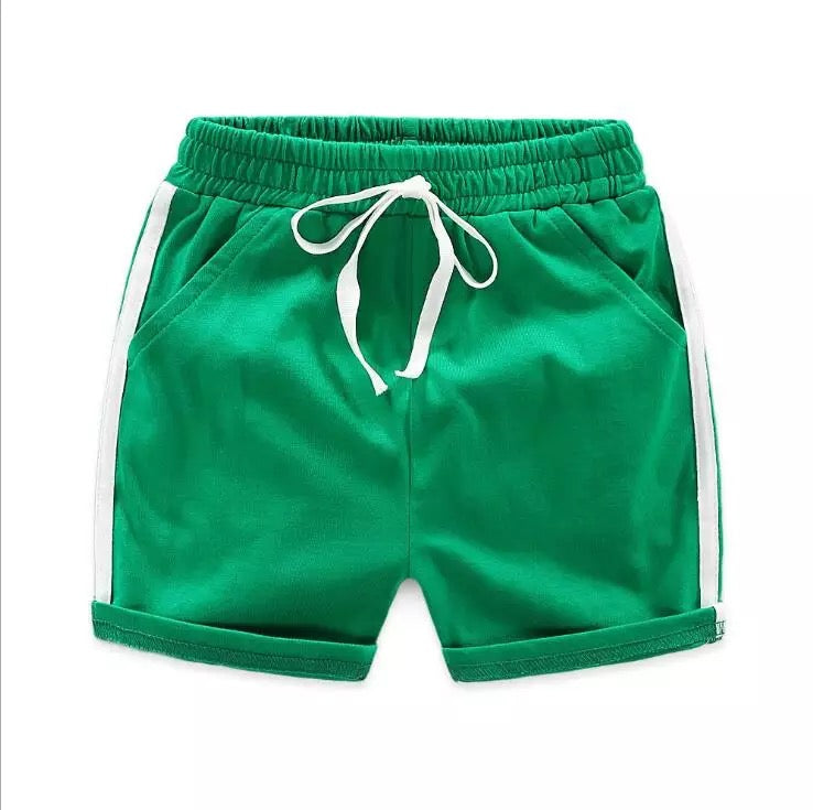Cotton Terry Striped Shorts in GREEN