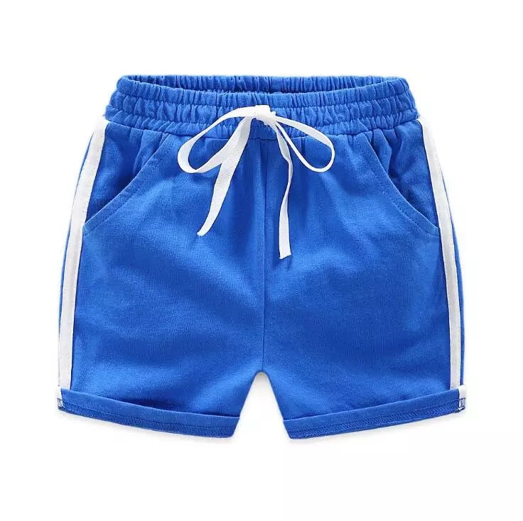 Cotton Terry Striped Shorts in BLUE